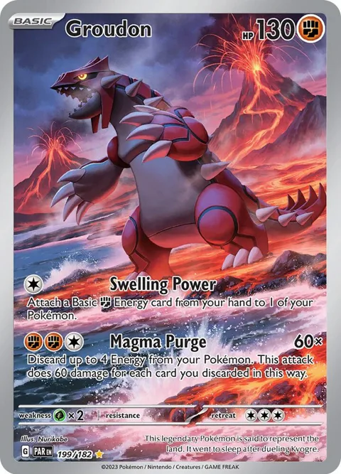 Groudon #199/182 Holofoil Pokémon card from Paradox Rift