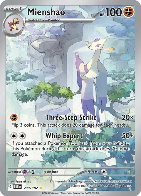 Mienshao #200/182 Holofoil Pokémon card from Paradox Rift