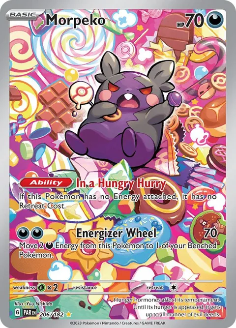 Morpeko #206/182 Holofoil Pokémon card from Paradox Rift
