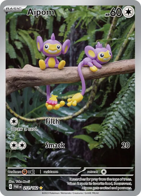 Aipom #211/182 Holofoil Pokémon card from Paradox Rift