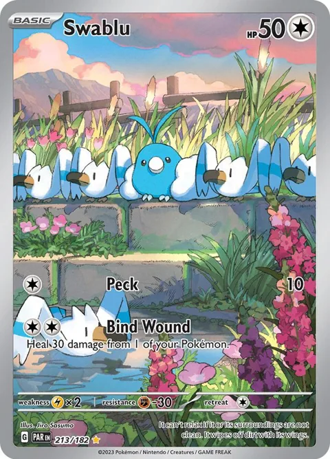 Swablu #213/182 Holofoil Pokémon card from Paradox Rift