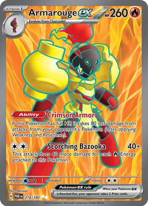 Armarouge ex #218/182 Holofoil Pokémon card from Paradox Rift