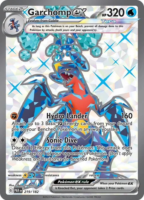 Garchomp ex #219/182 Holofoil Pokémon card from Paradox Rift