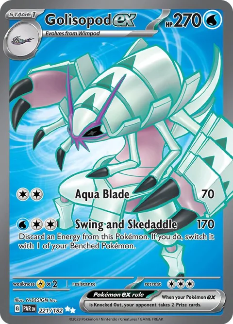 Golisopod ex #221/182 Holofoil Pokémon card from Paradox Rift