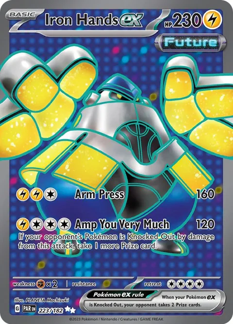 Iron Hands ex #223/182 Holofoil Pokémon card from Paradox Rift