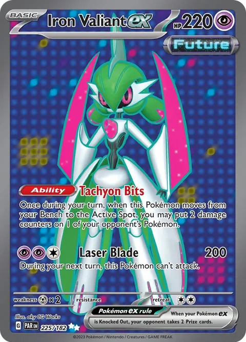 Iron Valiant ex #225/182 Holofoil Pokémon card from Paradox Rift