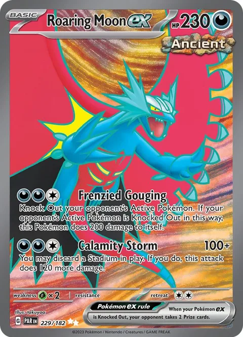 Roaring Moon ex #229/182 Holofoil Pokémon card from Paradox Rift