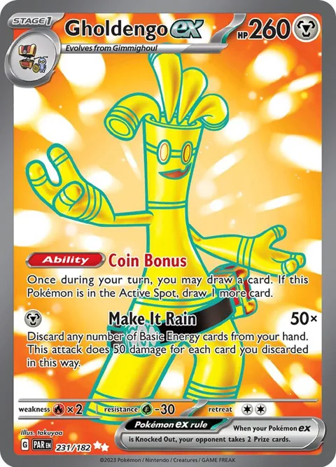 Gholdengo ex #231/182 Holofoil Pokémon card from Paradox Rift