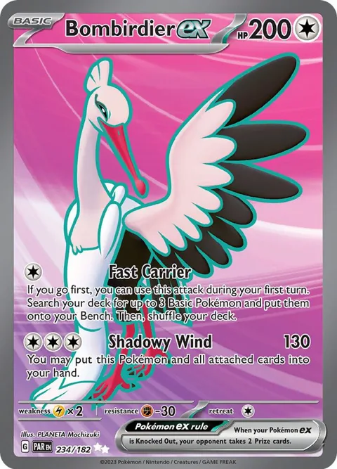 Bombirdier ex #234/182 Holofoil Pokémon card from Paradox Rift
