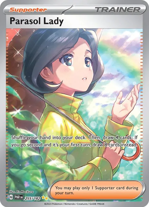 Parasol Lady #255/182 Holofoil Pokémon card from Paradox Rift