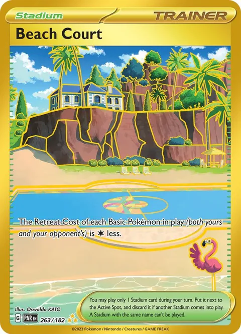 Beach Court #263/182 Holofoil Pokémon card from Paradox Rift