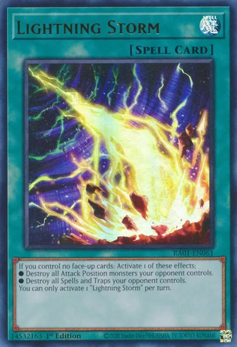 Lightning Storm Ultra Rare RA01-EN061 Yu-Gi-Oh card from 25th Anniversary Rarity Collection