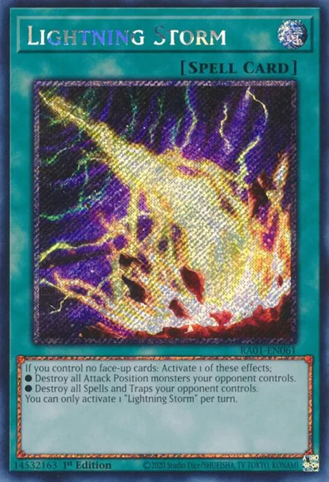 Lightning Storm Platinum Secret Rare RA01-EN061 Yu-Gi-Oh card from 25th Anniversary Rarity Collection