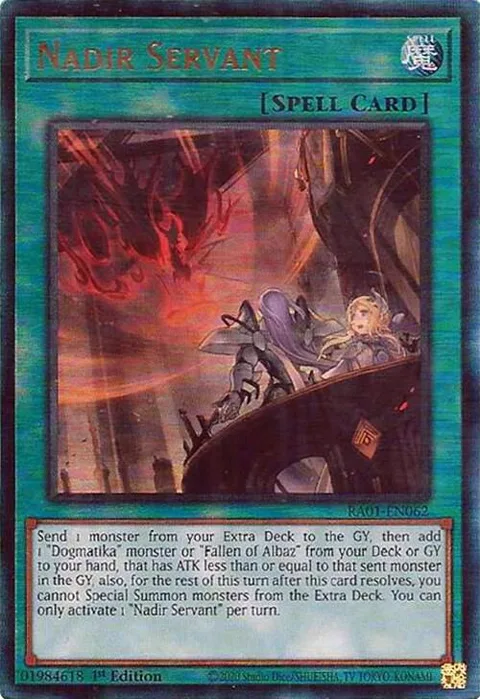 Nadir Servant Prismatic Ultimate Rare RA01-EN062 Yu-Gi-Oh card from 25th Anniversary Rarity Collection