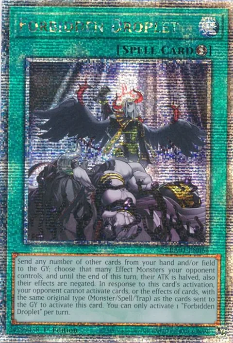Forbidden Droplet Quarter Century Secret Rare RA01-EN064 Yu-Gi-Oh card from 25th Anniversary Rarity Collection