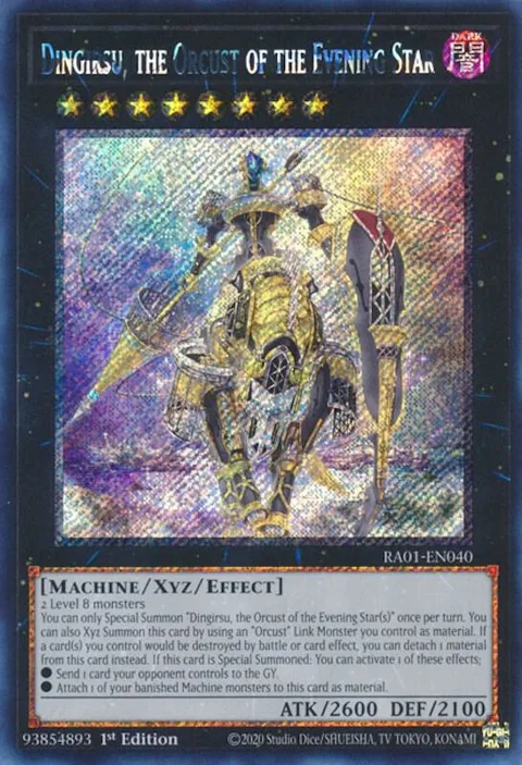 Dingirsu, the Orcust of the Evening Star Platinum Secret Rare RA01-EN040 Yu-Gi-Oh card from 25th Anniversary Rarity Collection