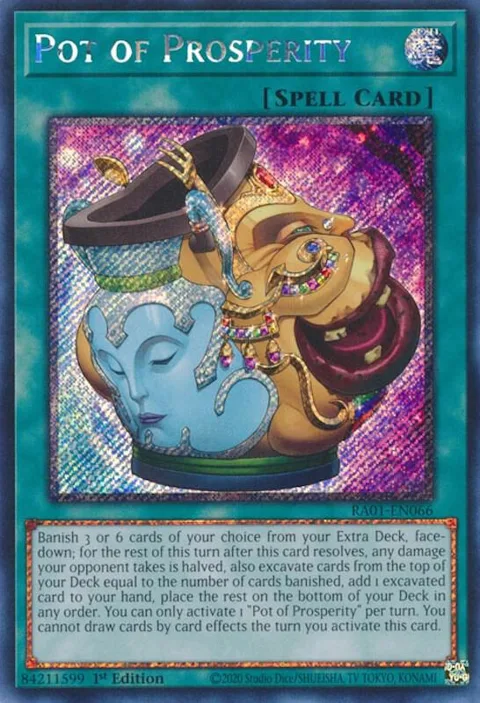 Pot of Prosperity Platinum Secret Rare RA01-EN066 Yu-Gi-Oh card from 25th Anniversary Rarity Collection
