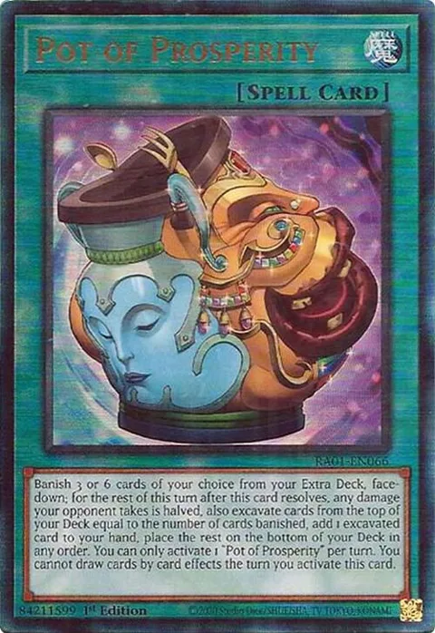 Pot of Prosperity Prismatic Ultimate Rare RA01-EN066 Yu-Gi-Oh card from 25th Anniversary Rarity Collection