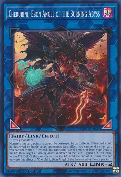 Cherubini, Ebon Angel of the Burning Abyss RA01-EN042 Yu-Gi-Oh card from 25th Anniversary Rarity Collection