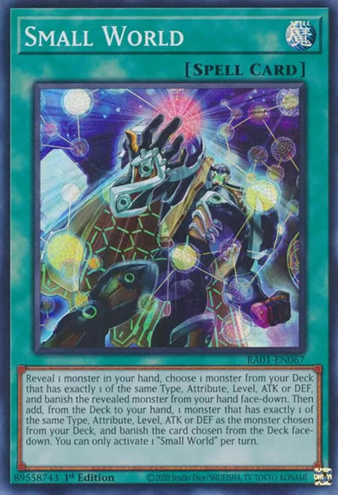 Small World RA01-EN067 Yu-Gi-Oh card from 25th Anniversary Rarity Collection