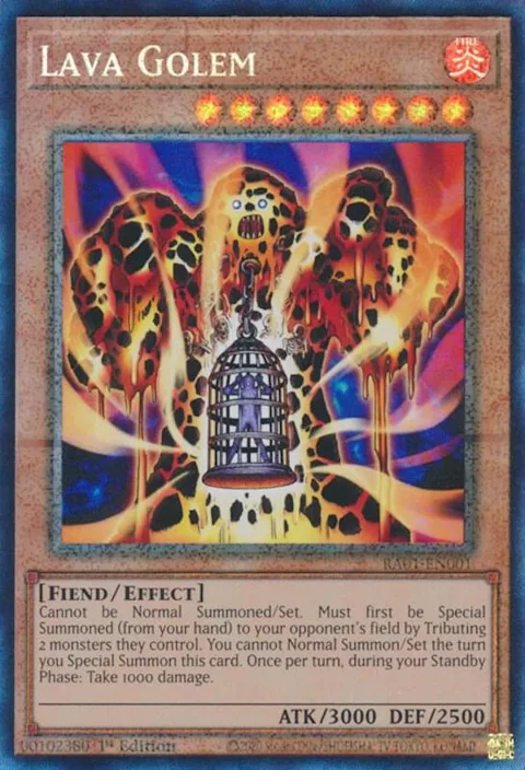 Lava Golem Prismatic Collector's Rare RA01-EN001 Yu-Gi-Oh card from 25th Anniversary Rarity Collection