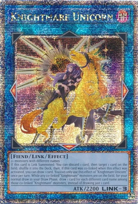 Knightmare Unicorn Alt Art Quarter Century Secret Rare RA01-EN043 Yu-Gi-Oh card from 25th Anniversary Rarity Collection