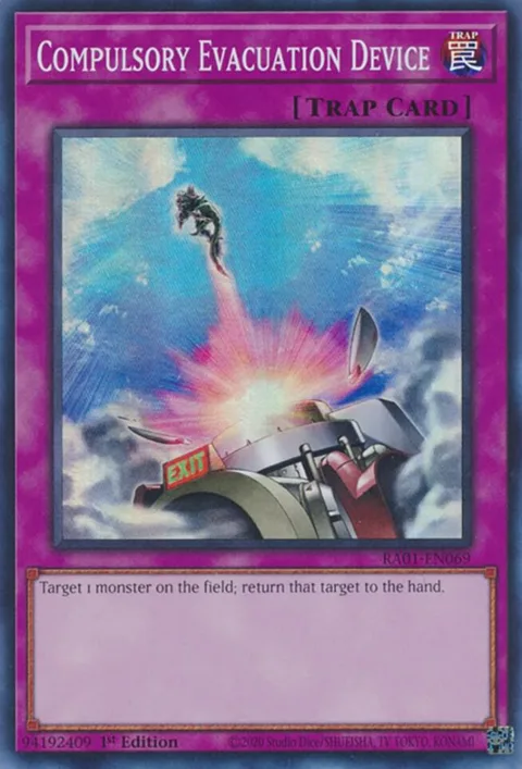 Compulsory Evacuation Device RA01-EN069 Yu-Gi-Oh card from 25th Anniversary Rarity Collection