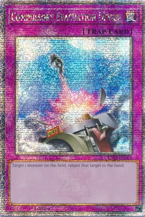 Compulsory Evacuation Device Quarter Century Secret Rare RA01-EN069 Yu-Gi-Oh card from 25th Anniversary Rarity Collection
