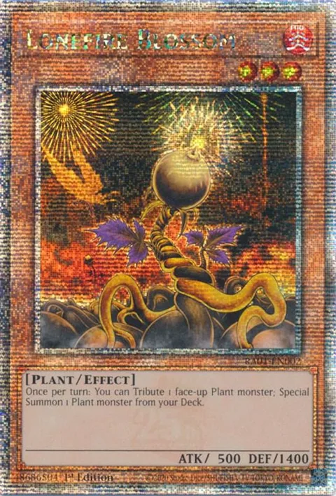 Lonefire Blossom Quarter Century Secret Rare RA01-EN002 Yu-Gi-Oh card from 25th Anniversary Rarity Collection