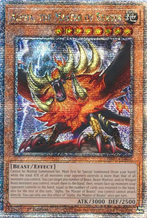 Alpha, the Master of Beasts Quarter Century Secret Rare RA01-EN022 Yu-Gi-Oh card from 25th Anniversary Rarity Collection