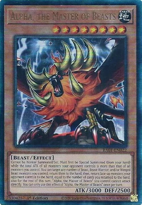 Alpha, the Master of Beasts Prismatic Ultimate Rare RA01-EN022 Yu-Gi-Oh card from 25th Anniversary Rarity Collection