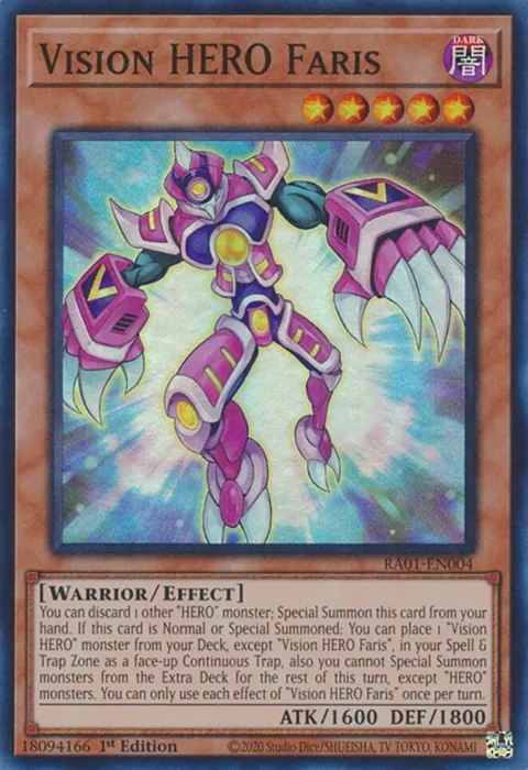 Vision HERO Faris RA01-EN004 Yu-Gi-Oh card from 25th Anniversary Rarity Collection