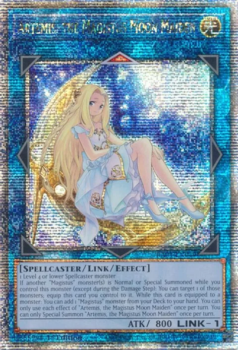 Artemis, the Magistus Moon Maiden Quarter Century Secret Rare RA01-EN049 Yu-Gi-Oh card from 25th Anniversary Rarity Collection