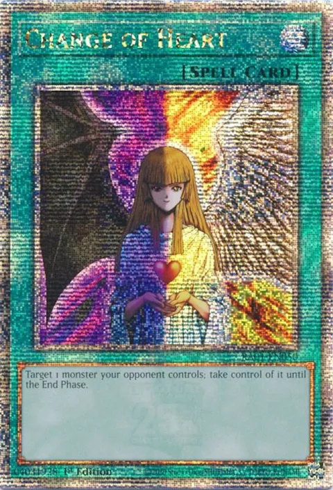 Change of Heart Quarter Century Secret Rare RA01-EN050 Yu-Gi-Oh card from 25th Anniversary Rarity Collection