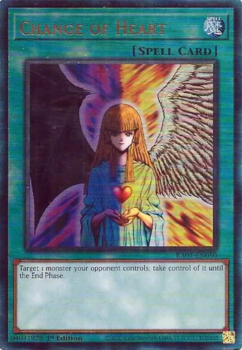 Change of Heart Prismatic Ultimate Rare RA01-EN050 Yu-Gi-Oh card from 25th Anniversary Rarity Collection