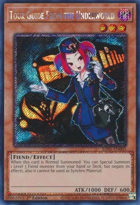 Tour Guide From the Underworld Platinum Secret Rare RA01-EN005 Yu-Gi-Oh card from 25th Anniversary Rarity Collection