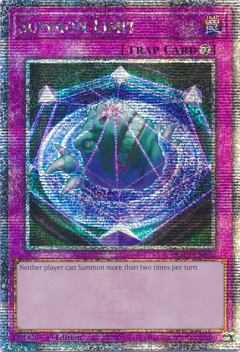 Summon Limit Quarter Century Secret Rare RA01-EN070 Yu-Gi-Oh card from 25th Anniversary Rarity Collection
