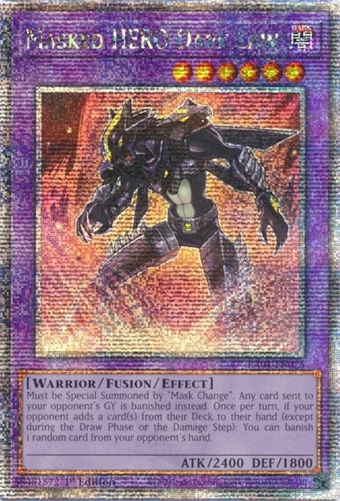 Masked HERO Dark Law Quarter Century Secret Rare RA01-EN025 Yu-Gi-Oh card from 25th Anniversary Rarity Collection