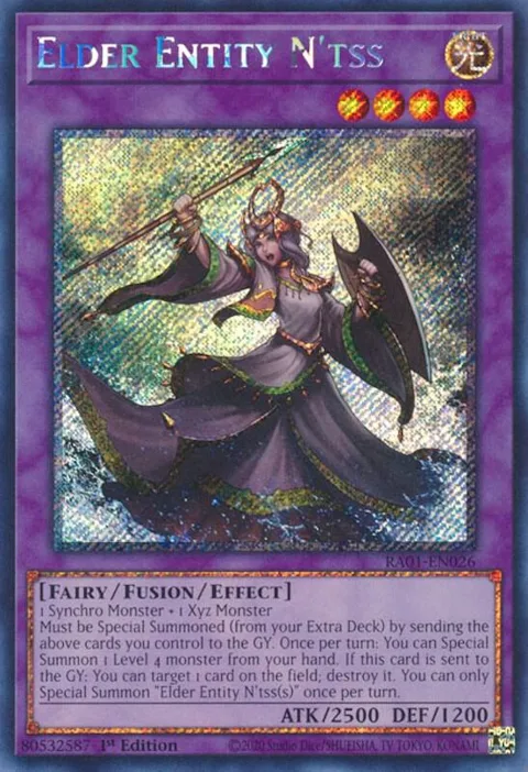 Elder Entity N'tss Platinum Secret Rare RA01-EN026 Yu-Gi-Oh card from 25th Anniversary Rarity Collection