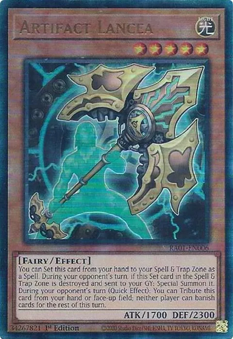 Artifact Lancea Prismatic Ultimate Rare RA01-EN006 Yu-Gi-Oh card from 25th Anniversary Rarity Collection