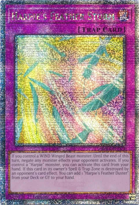 Harpie's Feather Storm Quarter Century Secret Rare RA01-EN073 Yu-Gi-Oh card from 25th Anniversary Rarity Collection