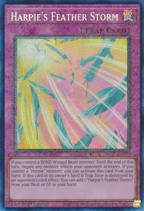 Harpie's Feather Storm Prismatic Collector's Rare RA01-EN073 Yu-Gi-Oh card from 25th Anniversary Rarity Collection