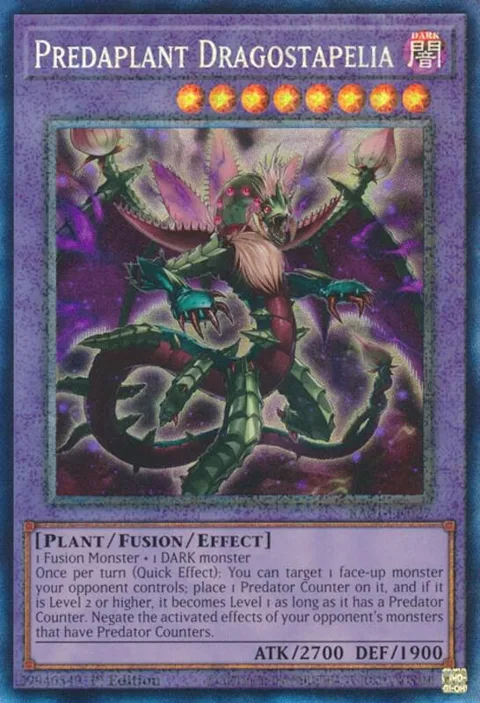 Predaplant Dragostapelia Prismatic Collector's Rare RA01-EN027 Yu-Gi-Oh card from 25th Anniversary Rarity Collection