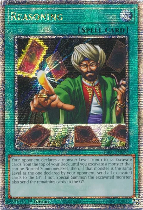 Reasoning Quarter Century Secret Rare RA01-EN052 Yu-Gi-Oh card from 25th Anniversary Rarity Collection
