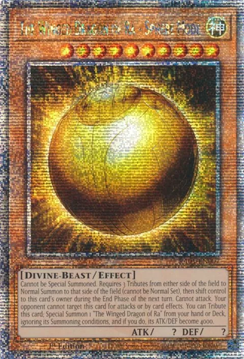 The Winged Dragon of Ra - Sphere Mode Quarter Century Secret Rare RA01-EN007 Yu-Gi-Oh card from 25th Anniversary Rarity Collection