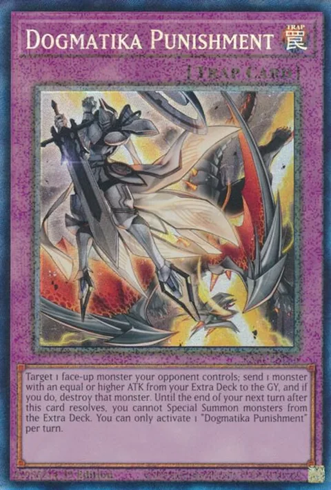 Dogmatika Punishment Prismatic Collector's Rare RA01-EN076 Yu-Gi-Oh card from 25th Anniversary Rarity Collection