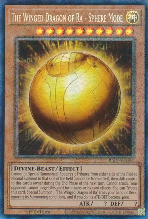 The Winged Dragon of Ra - Sphere Mode Prismatic Collector's Rare RA01-EN007 Yu-Gi-Oh card from 25th Anniversary Rarity Collection