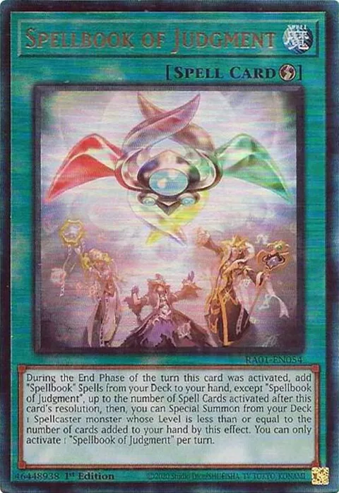 Spellbook of Judgment Prismatic Ultimate Rare RA01-EN054 Yu-Gi-Oh card from 25th Anniversary Rarity Collection