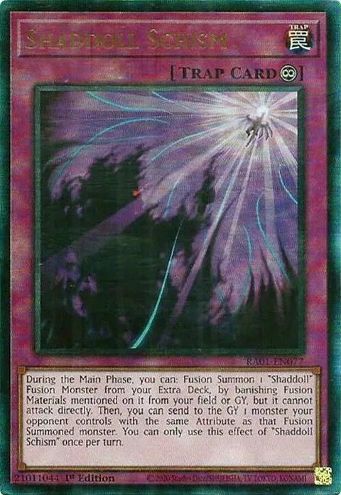 Shaddoll Schism Prismatic Ultimate Rare RA01-EN077 Yu-Gi-Oh card from 25th Anniversary Rarity Collection