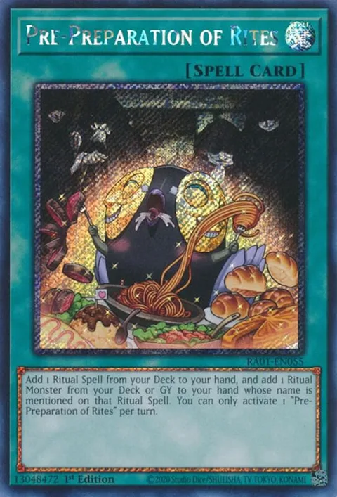 Pre-Preparation of Rites Platinum Secret Rare RA01-EN055 Yu-Gi-Oh card from 25th Anniversary Rarity Collection